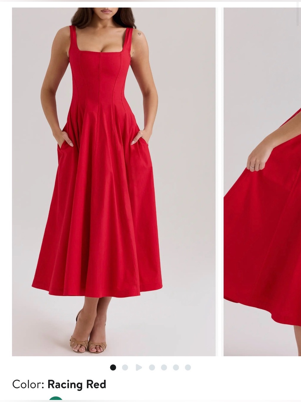 Mariabella Lace-Up Stretch Cotton Midi Dress